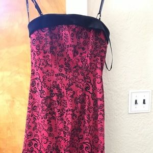 Rampage clothing dress, red satin/felt w inlays